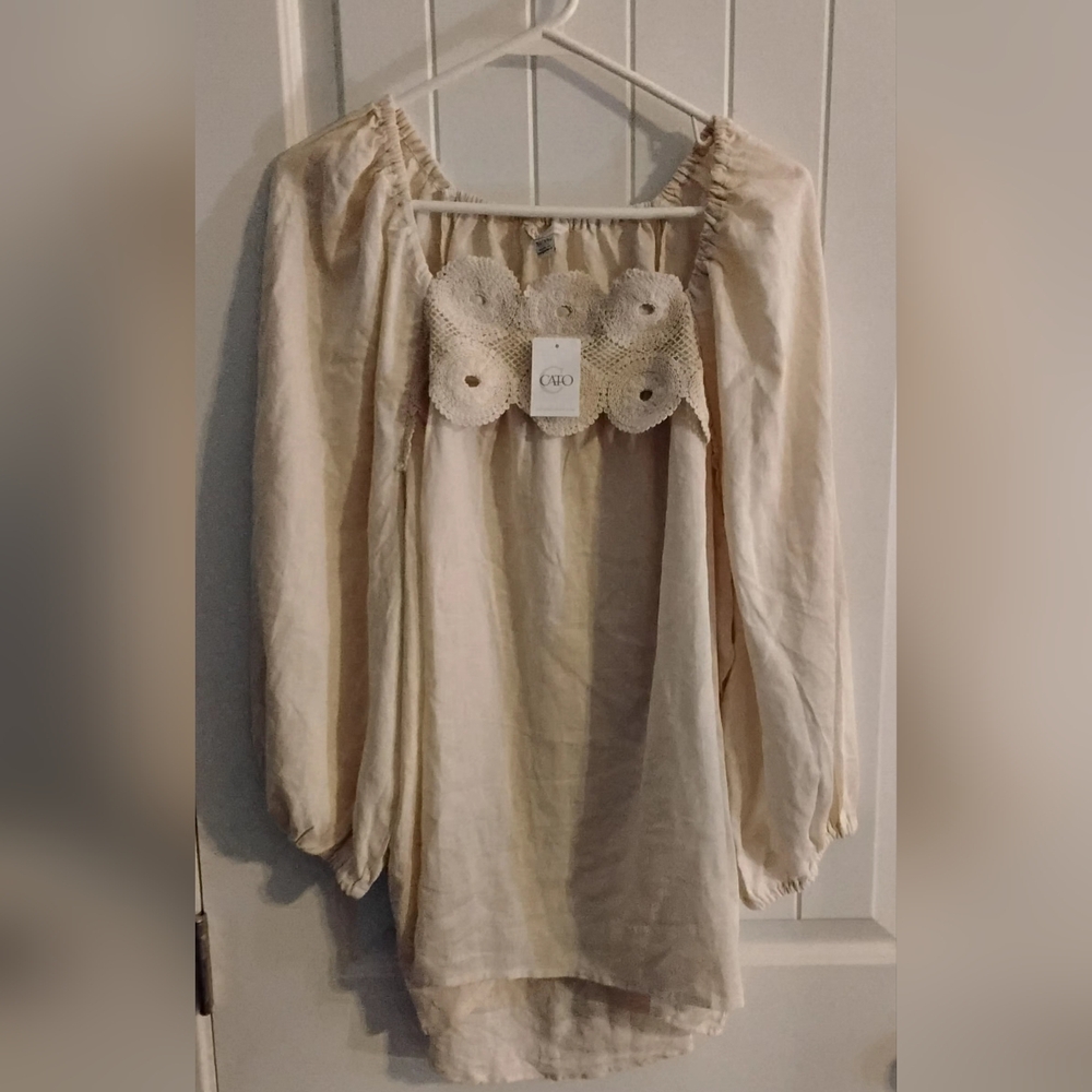 Cato Long Sleeve Smocked Top Boho  Applique NWT Size 18/20 ❤️